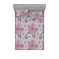 thumbnail image 1 of Floral Fitted Sheet & Pillow Sham Set, Hand-Drawn Style Repeating Overlapped Circular Chamomile Flowers Pattern, Decorative Printed 3 Piece Bedding Decor, Queen, Soft Pink and Lavender, by Ambesonne, 1 of 2