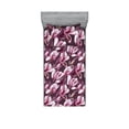 thumbnail image 1 of Floral Fitted Sheet & Pillow Sham Set, Magnolia Flowers in Watercolor Design Romantic Garden Blossoming, Decorative Printed 2 Piece Bedding Decor, Twinxl, Plum Dark Magenta and Umber, by Ambesonne, 1 of 2
