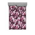 thumbnail image 1 of Floral Fitted Sheet & Pillow Sham Set, Magnolia Flowers in Watercolor Design Romantic Garden Blossoming, Decorative Printed 3 Piece Bedding Decor, Full, Plum Dark Magenta and Umber, by Ambesonne, 1 of 2