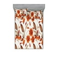 thumbnail image 1 of Floral Fitted Sheet & Pillow Sham Set, Minimal Retro Autumn Romantic Daily Like Flowers Watercolor Art, Decorative Printed 3 Piece Bedding Decor, Full, Burnt Orange Umber and White, by Ambesonne, 1 of 1