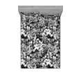 thumbnail image 1 of Floral Fitted Sheet & Pillow Sham Set, Monochrome Garden Themed Flower Drawings With Brushstroke Effects, Decorative Printed 3 Piece Bedding Decor, King, Charcoal Grey and Pale Grey, by Ambesonne, 1 of 2