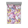 thumbnail image 1 of Floral Fitted Sheet & Pillow Sham Set, Oil Painting Style Flower Sketches Pattern With Brush Strokes Print Art, Decorative Printed 3 Piece Bedding Decor, Calking, Lilac Blush and Khaki, by Ambesonne, 1 of 2
