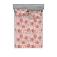 thumbnail image 1 of Floral Fitted Sheet & Pillow Sham Set, Repetitive Silhouettes of Circular Flowers with Leaves Illustration, Decorative Printed 3 Piece Bedding Decor, King, Dried Rose Blush and Pink, by Ambesonne, 1 of 2