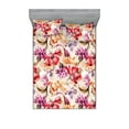 thumbnail image 1 of Floral Fitted Sheet & Pillow Sham Set, Retro Concept Flowers Wild Botanical Garden Colorful Design Print, Decorative Printed 3 Piece Bedding Decor, King, Peach Fuchsia and Dark Coral, by Ambesonne, 1 of 2