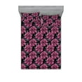 thumbnail image 1 of Floral Fitted Sheet & Pillow Sham Set, Romantic English Garden Bloom of Roses on Dark Colored Background, Decorative Printed 3 Piece Bedding Decor, King, Pastel Pink and Pale Blue, by Ambesonne, 1 of 2