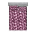 thumbnail image 1 of Floral Fitted Sheet & Pillow Sham Set, Romantic Entangled Roses with Branches Blossoming Petals of Spring Art, Decorative Printed 3 Piece Bedding Decor, Queen, Plum Grey Pink and White, by Ambesonne, 1 of 2