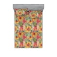 thumbnail image 1 of Floral Fitted Sheet & Pillow Sham Set, Rustic Summer Vibes Pattern of Coneflowers Botanical Themed Print, Decorative Printed 3 Piece Bedding Decor, Full, Coral Pale Orange and Green, by Ambesonne, 1 of 2