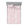 thumbnail image 1 of Floral Fitted Sheet & Pillow Sham Set, Simple and Soft Design of Flower Petals Spring Lover Innocence Pattern, Decorative Printed 3 Piece Bedding Decor, Full, Pink Blue Grey and Ivory, by Ambesonne, 1 of 2