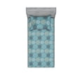 thumbnail image 1 of Floral Fitted Sheet & Pillow Sham Set, Swirly Floral Like Scribbles Lace Design Orderly Repeated Pattern of Art, Decorative Printed 2 Piece Bedding Decor, Twin, Cadet Blue White Ecru, by Ambesonne, 1 of 2