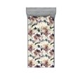 thumbnail image 1 of Floral Fitted Sheet & Pillow Sham Set, Watercolor Painting Style Nature Flora Bloom Flowers of Innocent Garden Print, Decorative Printed 2 Piece Bedding Decor, Twin, Ivory Dark Mauve, by Ambesonne, 1 of 2