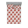 thumbnail image 1 of Floral Fitted Sheet & Pillow Sham Set, Watercolor Style Vintage Garden Vibes Flower Concept Retro Autumn, Decorative Printed 3 Piece Bedding Decor, Calking, Pale Sepia Salmon and White, by Ambesonne, 1 of 2