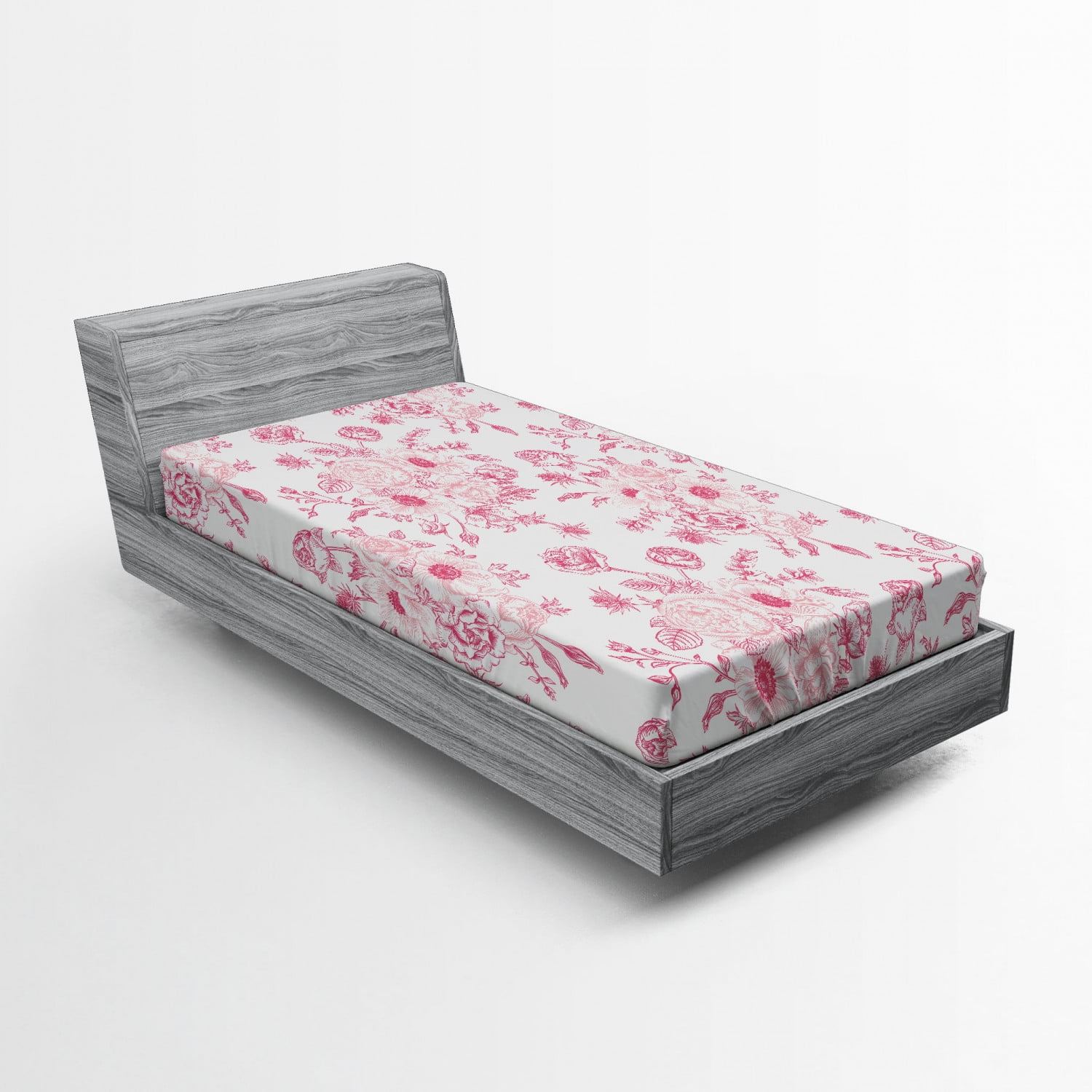 Twin White Microfiber Floral Print Kids Sheet Set