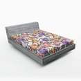thumbnail image 1 of Floral Fitted Sheet, Vintage Colorful Flowers and Curls on White Background Romantic Spring Pattern Print, Soft Decorative Fabric Bedding, Full Size, Multicolor, by Ambesonne, 1 of 2