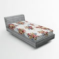 thumbnail image 1 of Ambesonne Floral Fitted Sheet, Romance Love Wedding, Twin XL Size, Dark Coral Blue Tan, 1 of 2