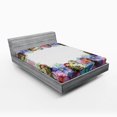 thumbnail image 1 of Floral Fitted Sheet, Watercolor Design Vivid Spring Petals and Butteefflies Frame, Soft Decorative Fabric Bedding, Full Size, Multicolor, by Ambesonne, 1 of 2