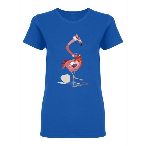 Floral Flamingo Design Shaped T-Shirt Women -Image by Shutterstock, Female x-Large
