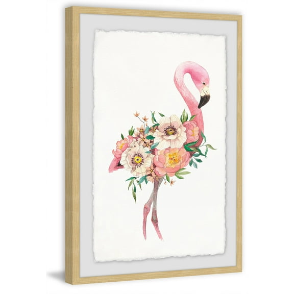 Floral Flamingo Framed Painting Print