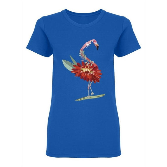 Floral Flamingo Shaped T-Shirt Women -Image by Shutterstock, Female Medium