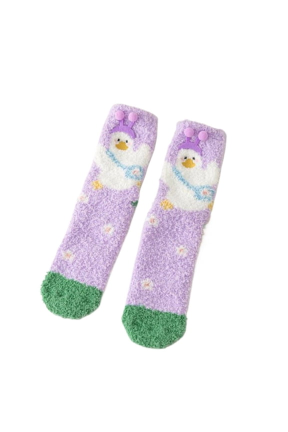 Floral Flannel Cartoon Socks for Women to Keep Warm in Winter Perfect for Cold Days