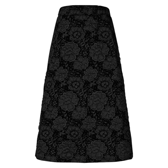 Floral Flare Maxi Skirts Womens Plus Size High Waist Elegant Dressy Casual Aline Long Skirts Black, L