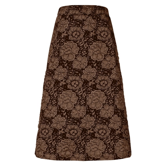 Floral Flare Maxi Skirts Womens Plus Size High Waist Elegant Dressy Casual Aline Long Skirts Coffee, 4XL