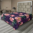 thumbnail image 1 of Ambesonne Floral Flat Bedding Sheet Soft Top Sheet, Sketch Abstract Peonies Art, Queen, Navy Blue and Dark Pink, 1 of 1