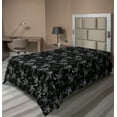 thumbnail image 1 of Ambesonne Floral Flat Bedding Sheet Soft Top Sheet, Baroque Flowers Goth Rococo, Twin XL, Grey Black and Charcoal Grey, 1 of 1