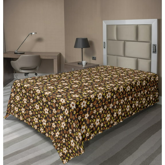 Ambesonne Floral Flat Sheet, Autumn Season Nature Concept, TwinXL Size, Multicolor