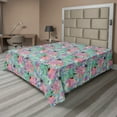 thumbnail image 1 of Ambesonne Floral Flat Bedding Sheet Soft Top Sheet, Psychedelic Jumble Flowers, California King, Turquoise Blush and Eggshell, 1 of 1