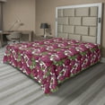 thumbnail image 1 of Ambesonne Floral Flat Sheet, Repeating Peony Flower Art, California King, Dried Rose Maroon and Green, 1 of 1
