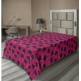 thumbnail image 1 of Floral Flat Sheet, Digitally Generated Abstract Scene of Poppy Flowers and Polka Dots, Soft Comfortable Top Sheet Decorative Bedding 1 Piece, 6 Sizes, Hot Pink and Dark Mauve, by Ambesonne, 1 of 1
