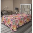 thumbnail image 1 of Ambesonne Floral Flat Bedding Sheet Soft Top Sheet, Exotic Roses and Orchid Art, Twin XL, Dark Peach Coral and Plum, 1 of 1