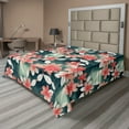 thumbnail image 1 of Ambesonne Floral Flat Bedding Sheet Soft Top Sheet, Flower Illustration Leaves, California King, Dark Coral Dark Teal, 1 of 1