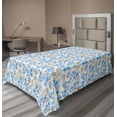 thumbnail image 1 of Floral Flat Sheet, Forest Plants Leaves Herbs Branches Growth of Season Spring Shabby, Soft Comfortable Top Sheet Decorative Bedding 1 Piece, 6 Sizes, Azure Blue and Dark Orange, by Ambesonne, 1 of 1