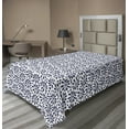 thumbnail image 1 of Floral Flat Sheet, Hand Drawn Shabby Flower Petals Ethnic Russian Folk Art Tones Flourish Motif, Soft Comfortable Top Sheet Decorative Bedding 1 Piece, 6 Sizes, Navy Blue White, by Ambesonne, 1 of 1
