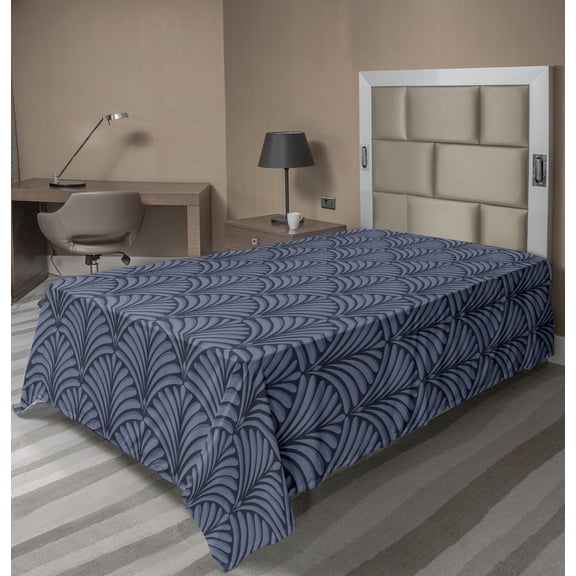 Ambesonne Floral Flat Bedding Sheet Soft Top Sheet, Nature Blossom Pattern Print, Twin XL, Ceil Blue and Dark Slate Blue