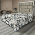 thumbnail image 1 of Ambesonne Floral Flat Bedding Sheet Soft Top Sheet, Neutral Grunge Pattern Lily, California King, Dark Tan and Slate Blue, 1 of 1