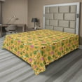 thumbnail image 1 of Floral Flat Sheet, Orchids and Hibiscus Blooms Flowering Jungle Plants Exotic Doodle, Soft Comfortable Top Sheet Decorative Bedding 1 Piece, 6 Sizes, Pale Orange and Multicolor, by Ambesonne, 1 of 1
