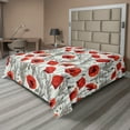 thumbnail image 1 of Ambesonne Floral Flat Bedding Sheet Soft Top Sheet, Poppy Flower Branches Print, California King, Vermilion Off White, 1 of 1