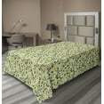 thumbnail image 1 of Floral Flat Sheet, Repeating Motifs Eucalyptus Leaves Branches in Pastel Tones Illustration, Soft Comfortable Top Sheet Decorative Bedding 1 Piece, 6 Sizes, Pale Green Multicolor, by Ambesonne, 1 of 1