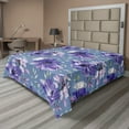 thumbnail image 1 of Ambesonne Floral Flat Bedding Sheet Soft Top Sheet, Botanical Romantic Flowers, California King, Cadet Blue and Violet, 1 of 1
