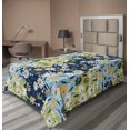 thumbnail image 1 of Ambesonne Floral Flat Bedding Sheet Soft Top Sheet, Spring Flowers Artwork Boho, Twin XL, Avocado Green and Pale Blue, 1 of 1