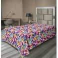 thumbnail image 1 of Floral Flat Sheet, Top View of Colorful Vibrant Summer Flowers Blossoms from the English Garden Art, Soft Comfortable Top Sheet Decorative Bedding 1 Piece, 6 Sizes, Multicolor, by Ambesonne, 1 of 1