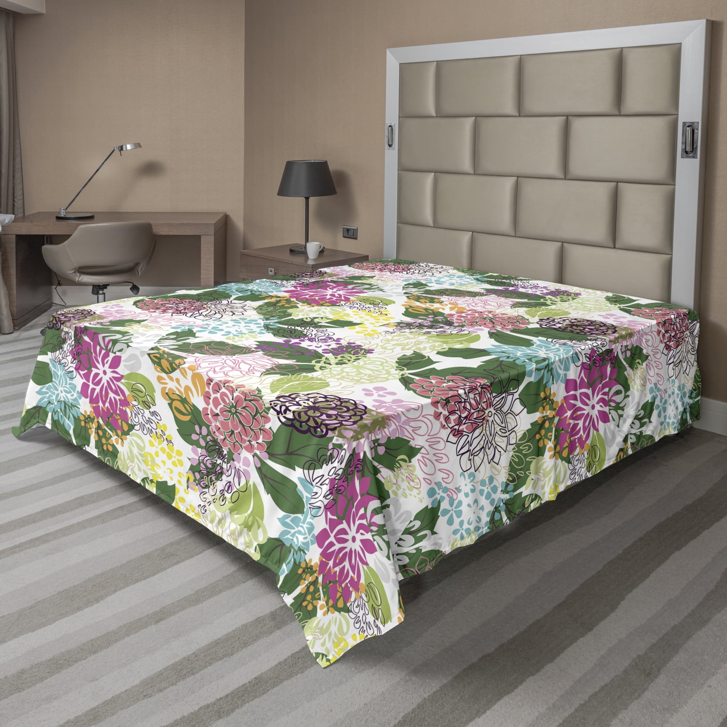 Floral Flat Sheet, Vibrant Flower Bouquet Botanical Beauty Blooms Inspiration Lifestyle Image
