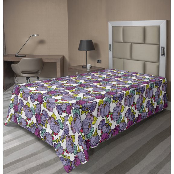 Ambesonne Floral Flat Sheet, Vintage Lupin Bouquets, TwinXL Size, Multicolor