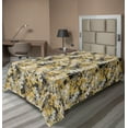 thumbnail image 1 of Ambesonne Floral Flat Bedding Sheet Soft Top Sheet, Summer Flowers Print Retro, Twin, Dark Yellow and Grey, 1 of 1