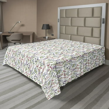 Floral Flat Sheet, Wild Flowers Medley of Cornflower Pyramidal Orchids Cow Parsley Lily of the Valley, Soft Comfortable Top Sheet Decorative Bedding 1 Piece, 6 Sizes, Multicolor, by Ambesonne