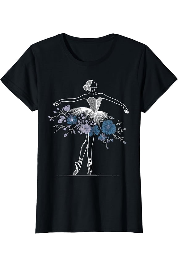 Floral Flower Ballerina Girl Shirt Cute Ballet Dance Dancer T-Shirt