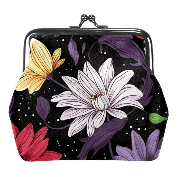 Floral Flower Coin Purse Vintage Pouch Buckle Clutch Bag Kiss-Lock Change Purse Clasp Closure Wallets for Women Girl