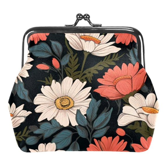 Floral Flower Coin Purse Vintage Pouch Kiss-lock Change Purse Wallets